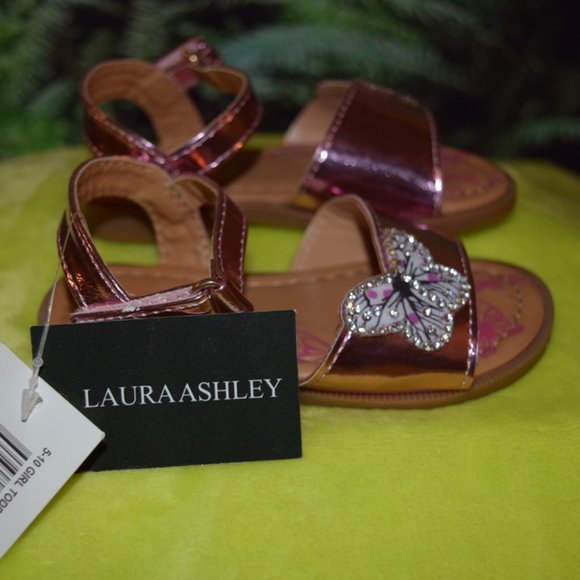 NWT ~ Laura Ashley Pink Butterfly Embellished Sandal 6 - Picture 2 of 6
